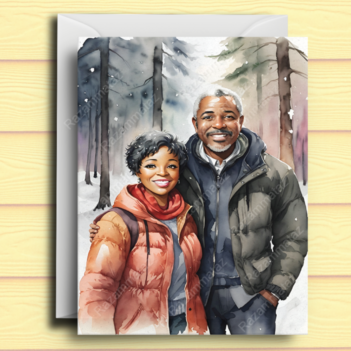 Black Couple G Christmas Card